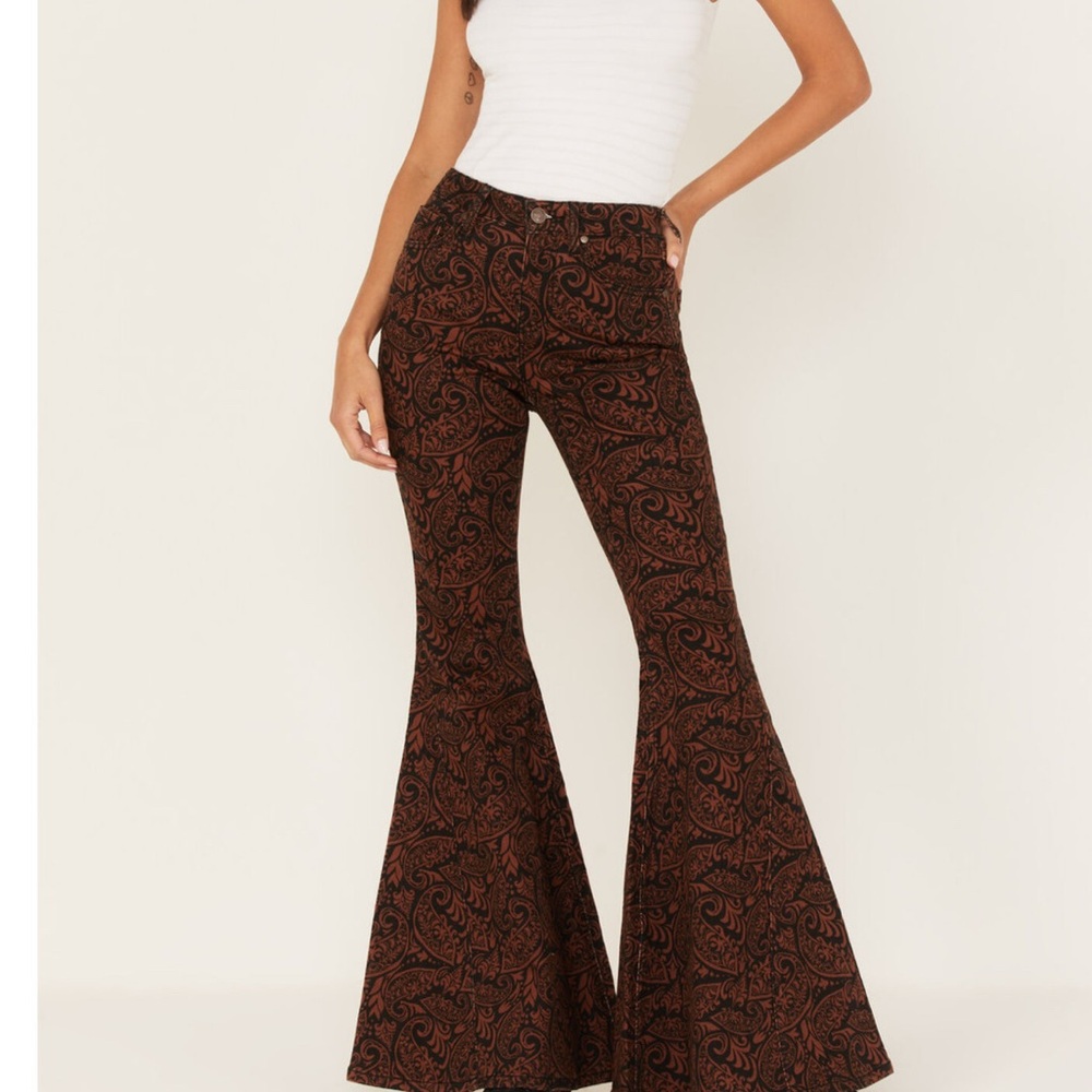 Brown Paisley Flare Pants